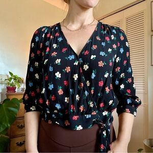 🌸Madewell Floral Wrap Blouse